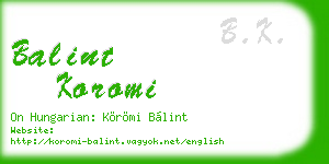 balint koromi business card